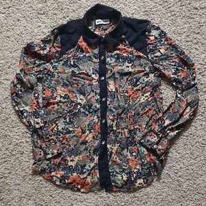 Vans Womens Fulton M Shirt Button Down Long Sleeve Cut-Outs Multicolor Size S